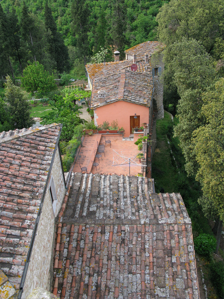 View from the tower at Castello delle Serre overlooking the Guard House