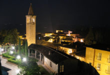 Night shot from the tower at Castello delle Serre di Rapolano overlooking the loggia