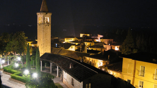 Night shot from the tower at Castello delle Serre di Rapolano overlooking the loggia