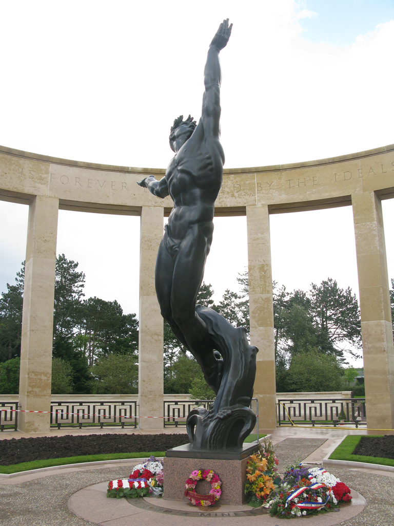 Normandy American Cemetery - Memorial Statue in the Semicircular Colonnade