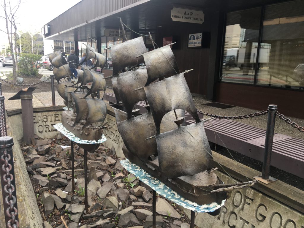 The 3 Voyages of Captain Cook Sculpture in Anchorage