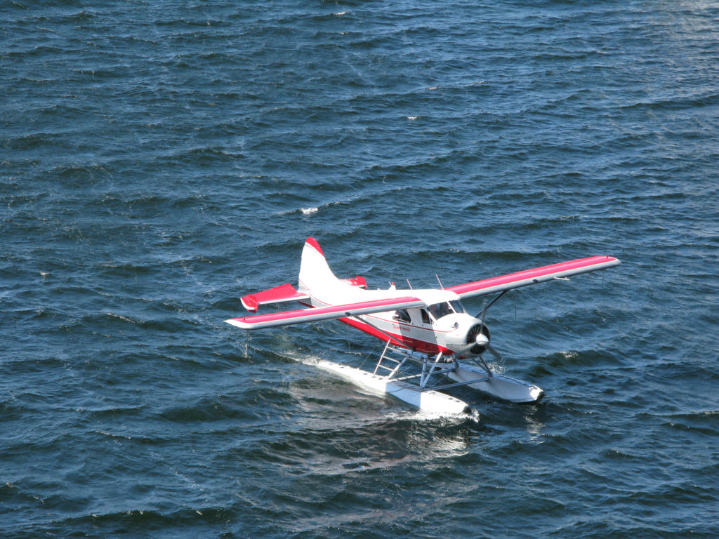 A sea plane returning from a tour