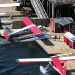A sea plane docking in Ketchikan