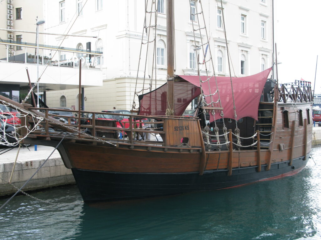 Split Old Wooden Sailing Ship