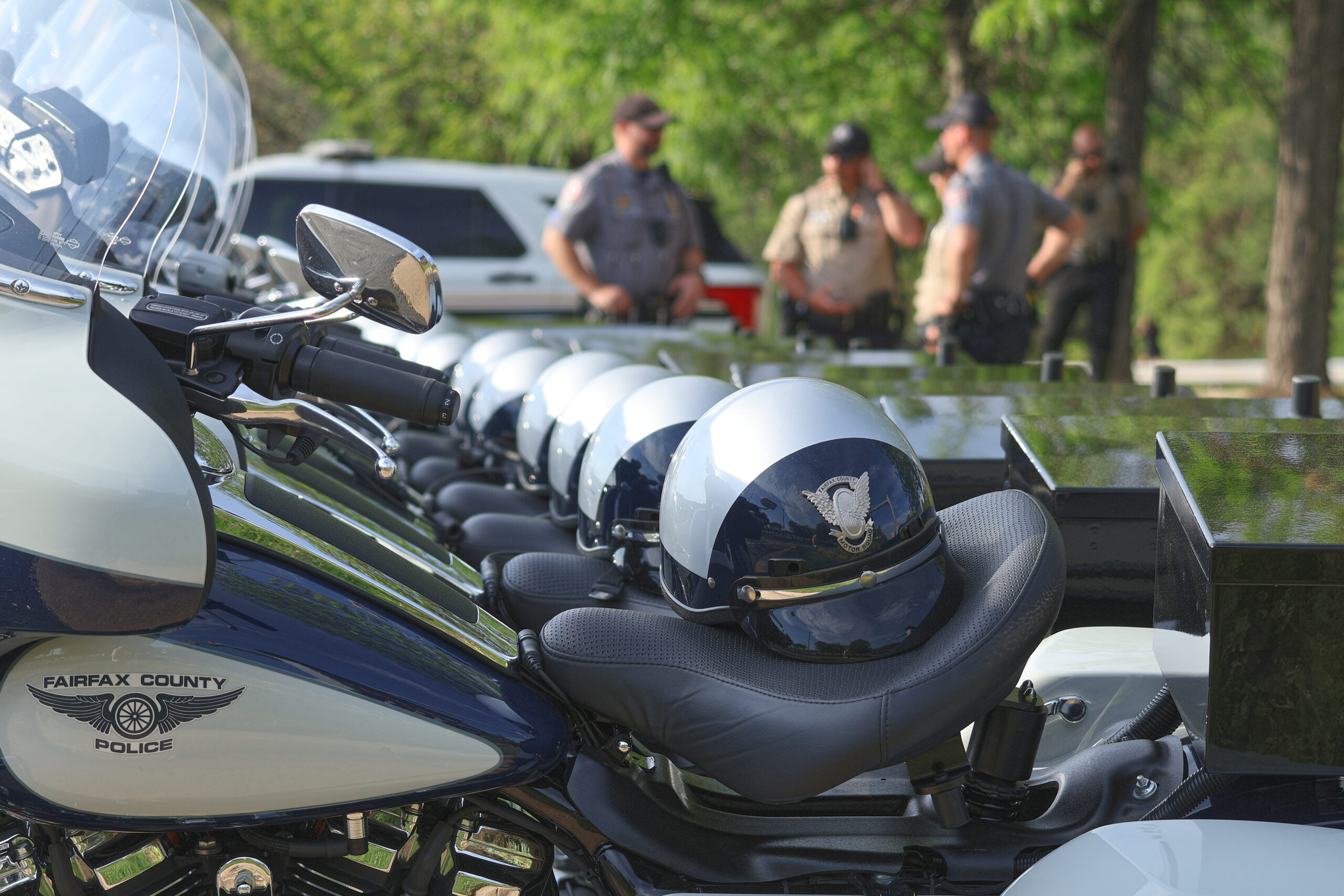 Police Helmets on Motorcycle Seats 02